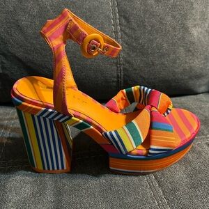 Copper Key Multicolor Striped Platform Sandals